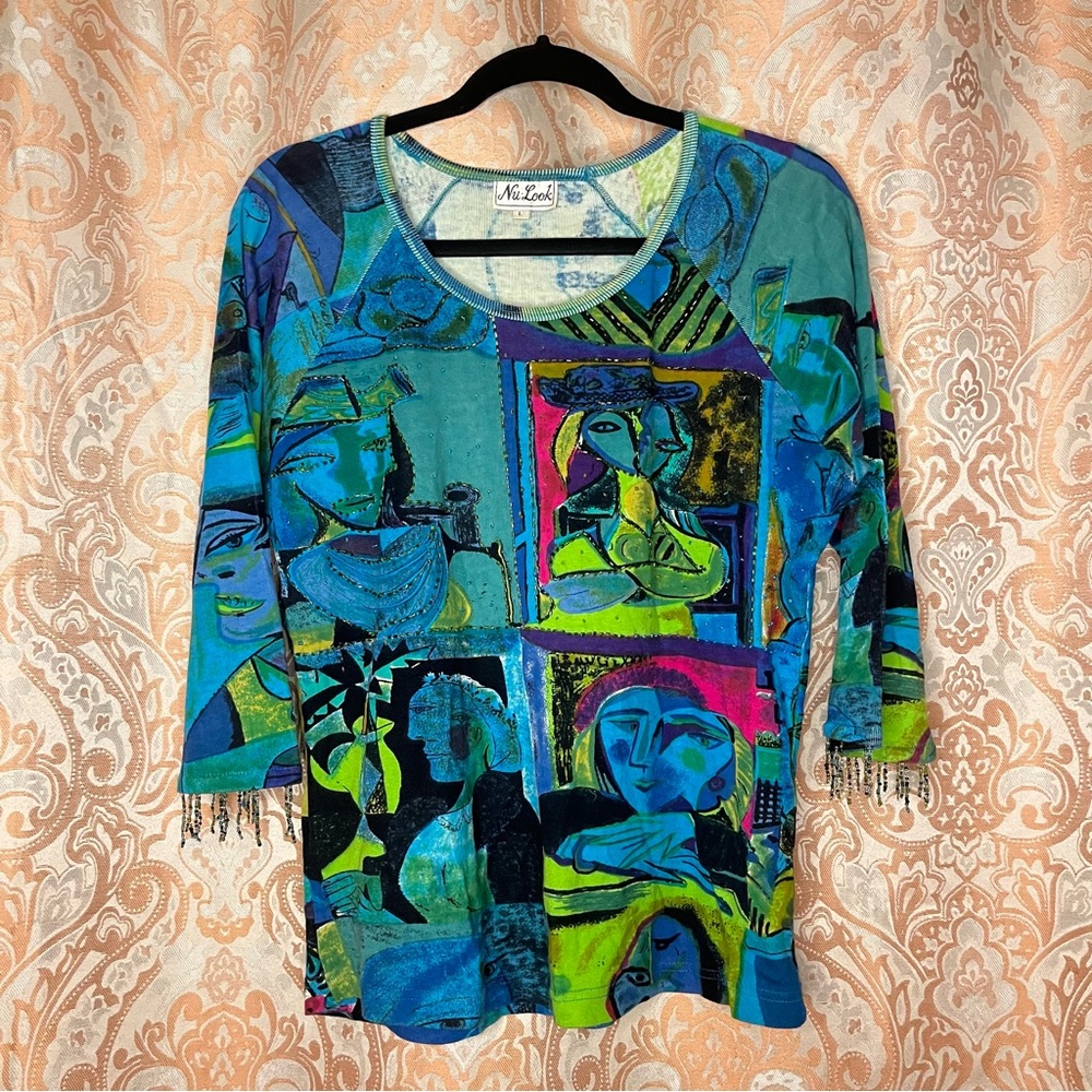 Blue multicoloured top